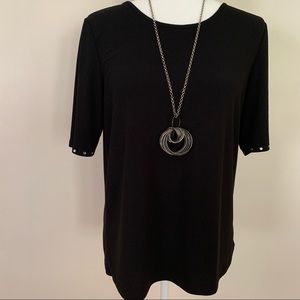 Black Dressy Blouse with Faux Diamonds. size Med.